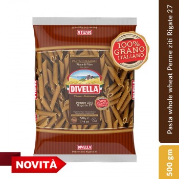 Divella Pasta whole wheat 27 Penne Ziti Rigate 500 gm